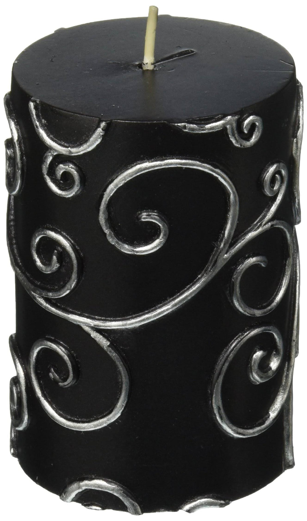 Black Scroll Pillar Candle Bulk (12-Case) G228