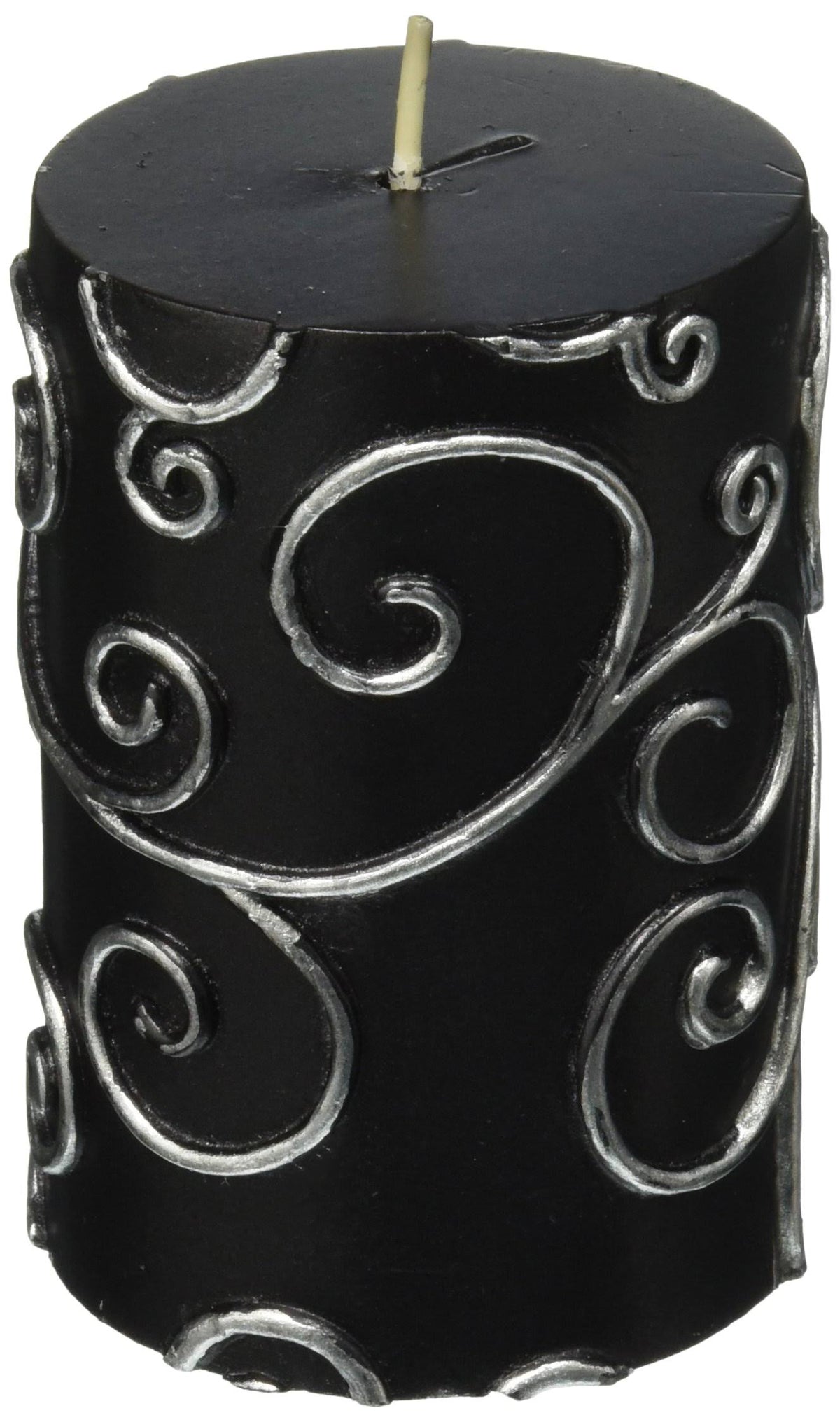 Black Scroll Pillar Candle Bulk (12-Case) G228