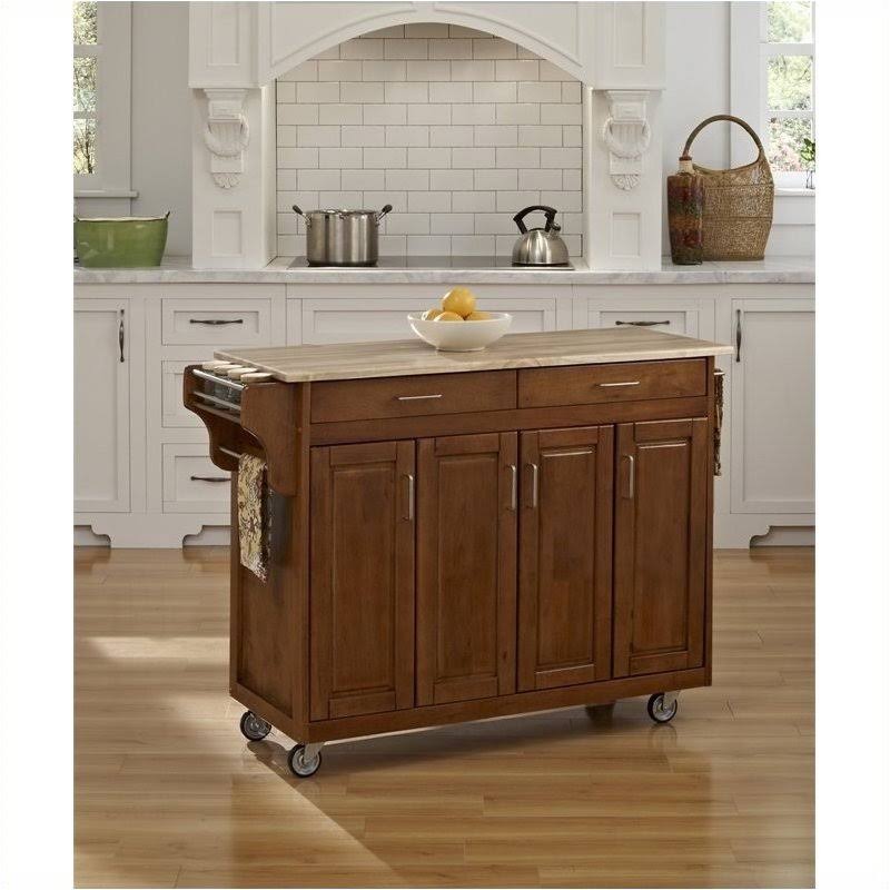 Wood Top Kitchen Cart in Cottage Oak F138