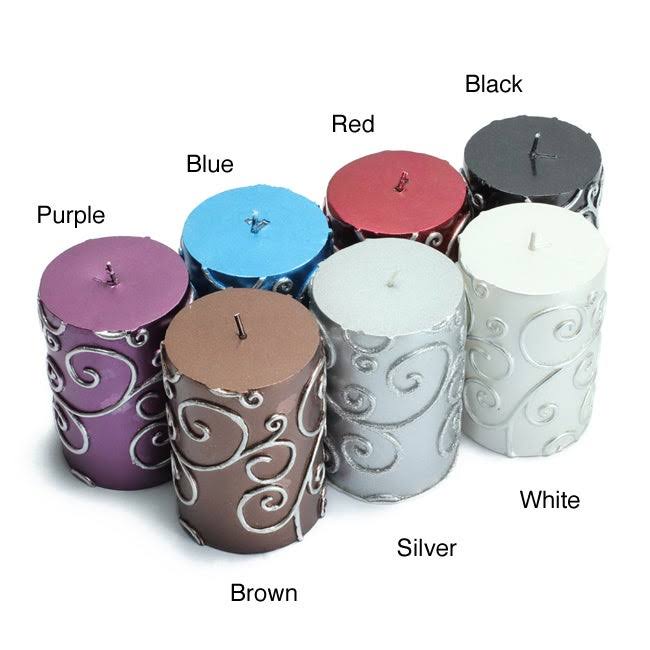 Black Scroll Pillar Candle Bulk (12-Case) G228