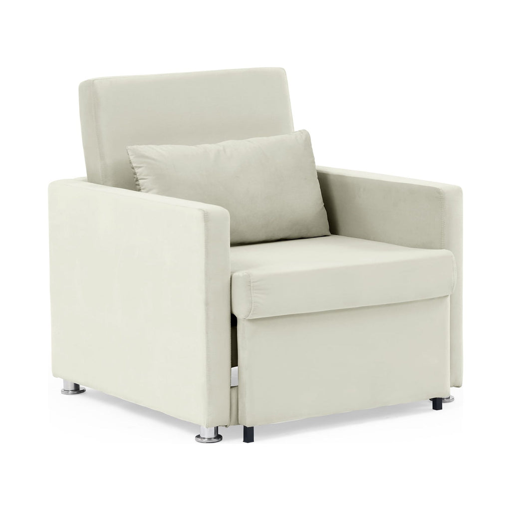 Beige Velvet Convertible Chair Bed L23317