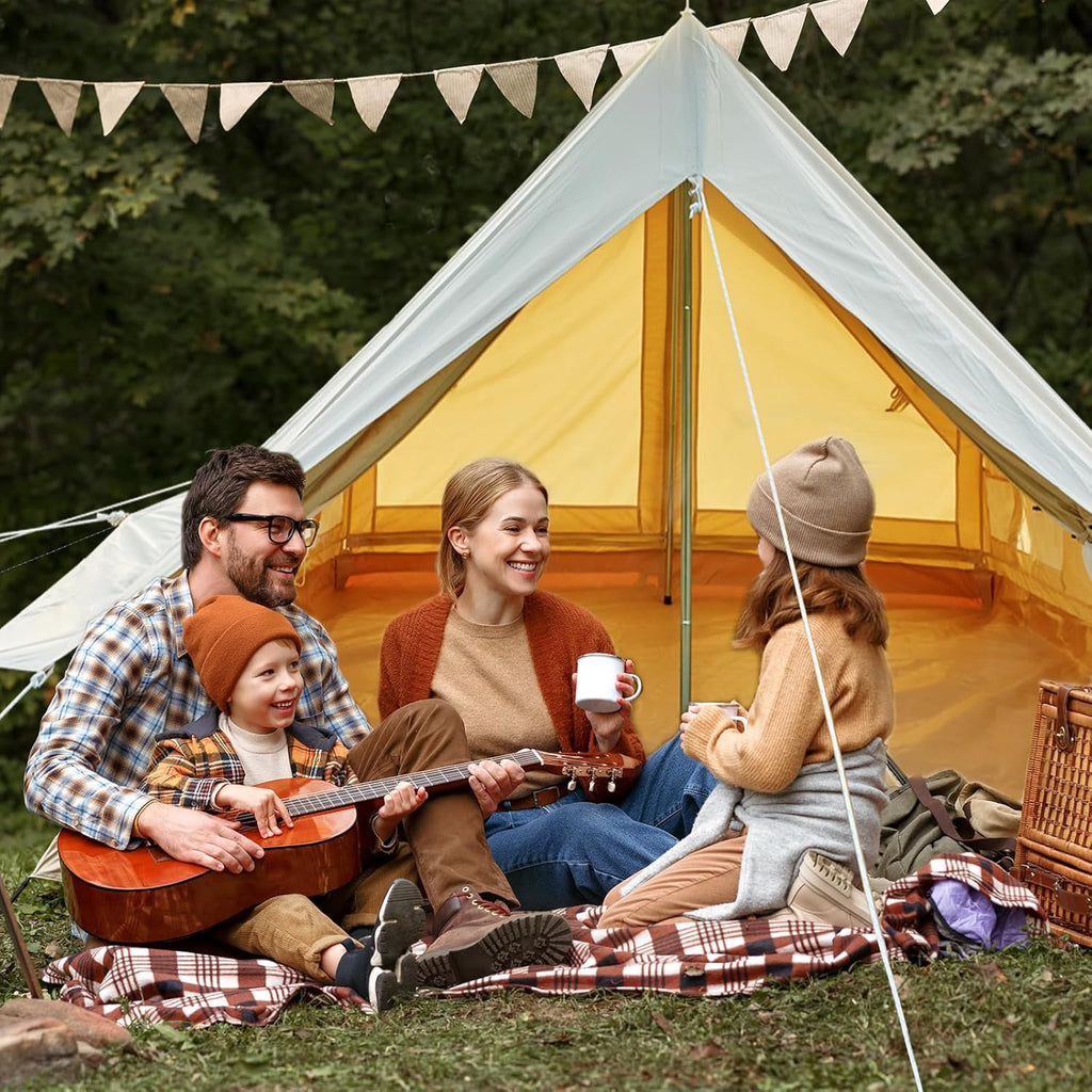 Canvas Glamping Tent Rainproof for 4 Person with Windows N1505
