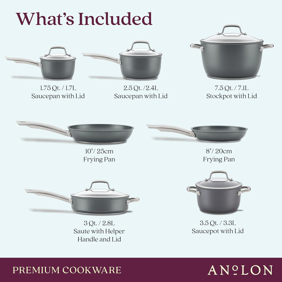 12 Piece Hard Anodized Cookware Set with Deep Frying Pan E26923