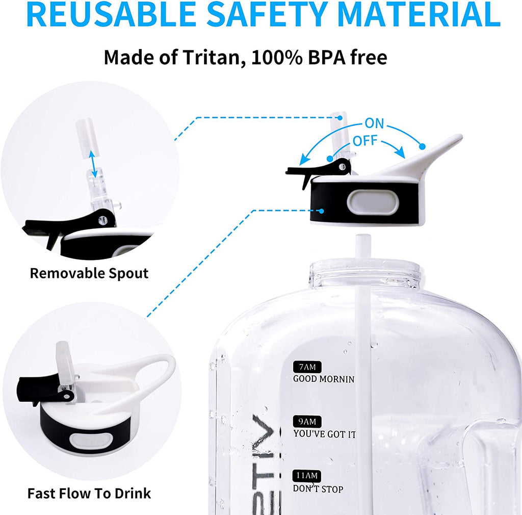 128 Oz Water Bottle with Straw and Time Marker, BPA Free Z985