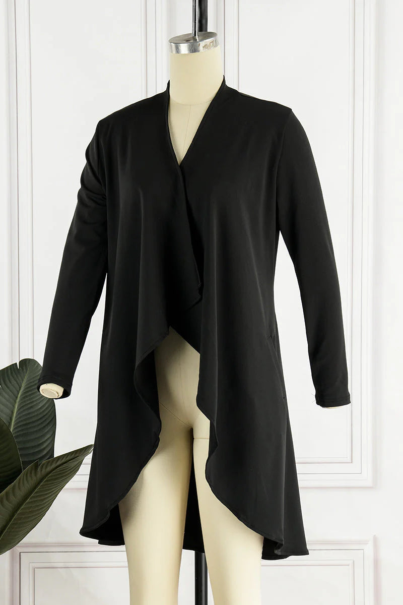 Casual Solid Patchwork Turndown Collar Outerwear Q533