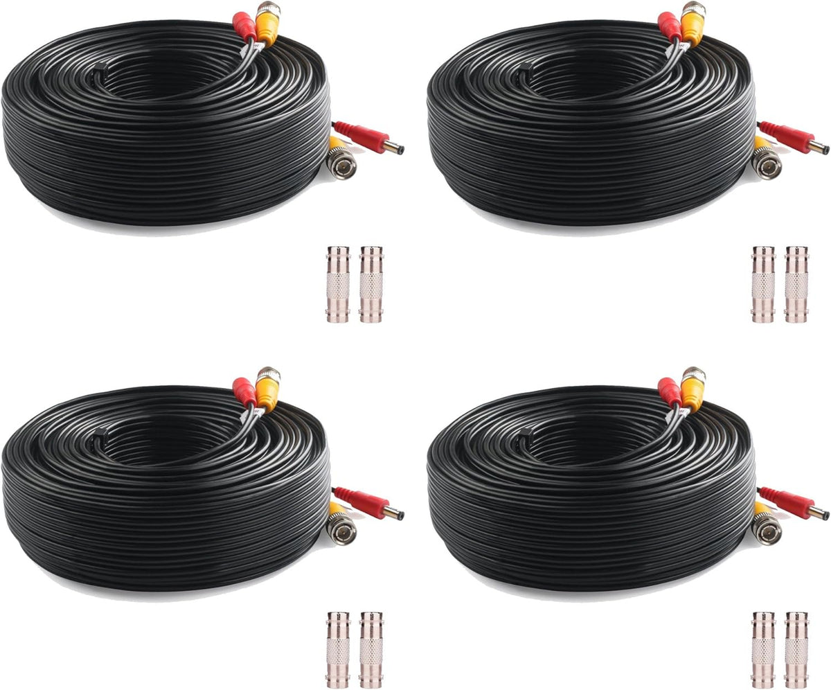 150ft Black BNC Video and Power Cable 4 Pack X372