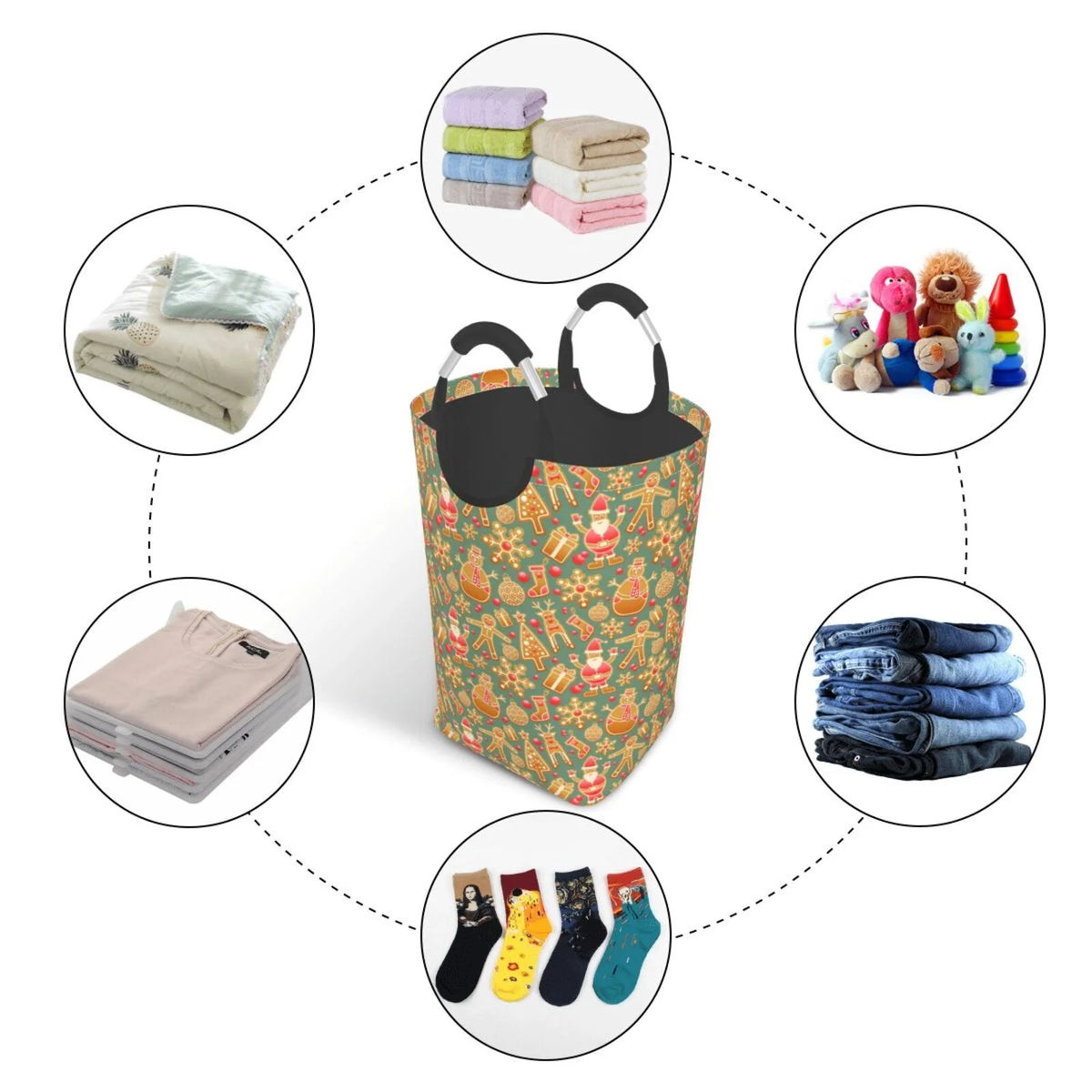 Large Collapsible Laundry Hamper with Aluminum Handle, 50L Q8160