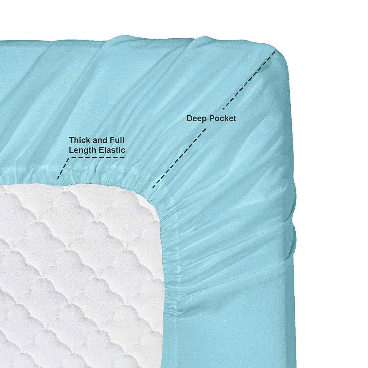 6 Piece Full Microfiber Bed Sheet Set with Extra Pillowcases, Deep Pockets Fitted Sheet, Aqua Light Blue O910732