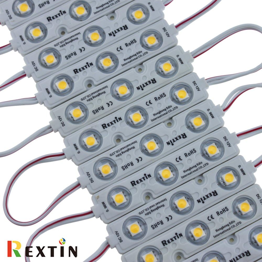 200pcs 3 LED Module White 5050 SMD Waterproof Decorative Light with Tape Adhesive Backside Pack of 2 I8742