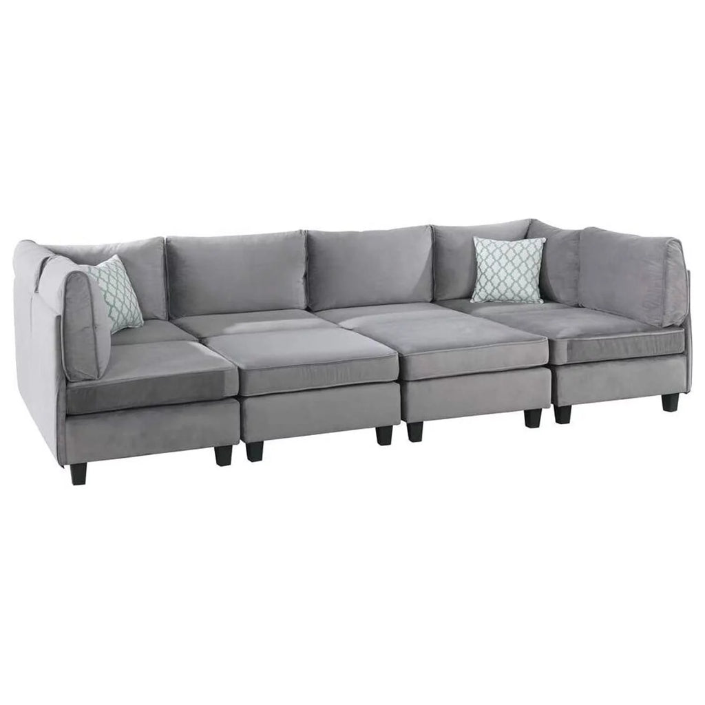 Gray Velvet 8Pc Modular Sectional Sofa R59741