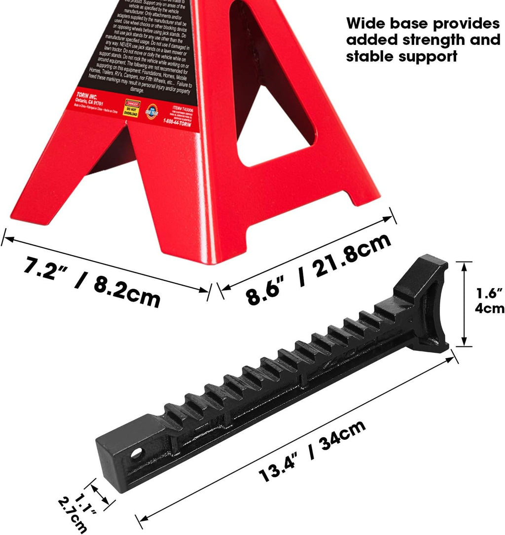 3 Ton Steel Jack Stands, Red, Pack of 2 D58404