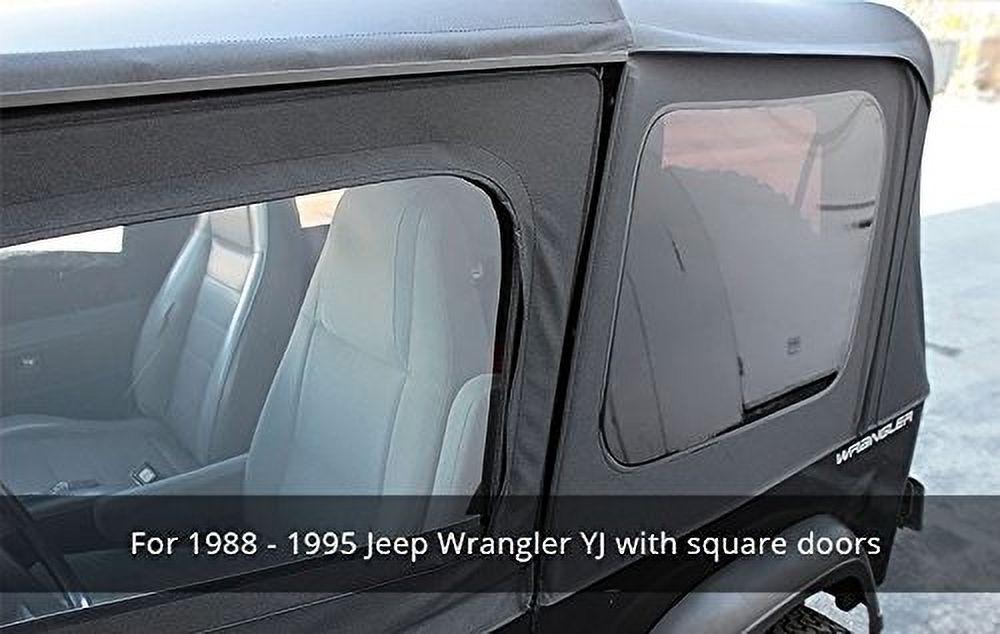 Black Denim Vinyl 2 Door Jeep Soft Top with Rear Plastic Tinted Windows B44126