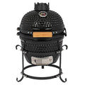 13in Round Ceramic Charcoal Grill with Thermometer, Black F798