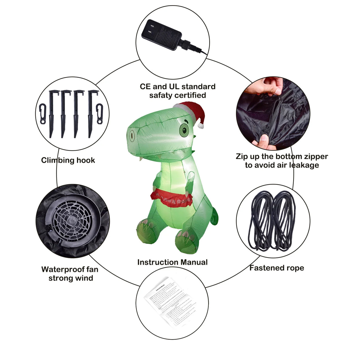 Outdoor Dinosaur Christmas Yard Inflatable V817