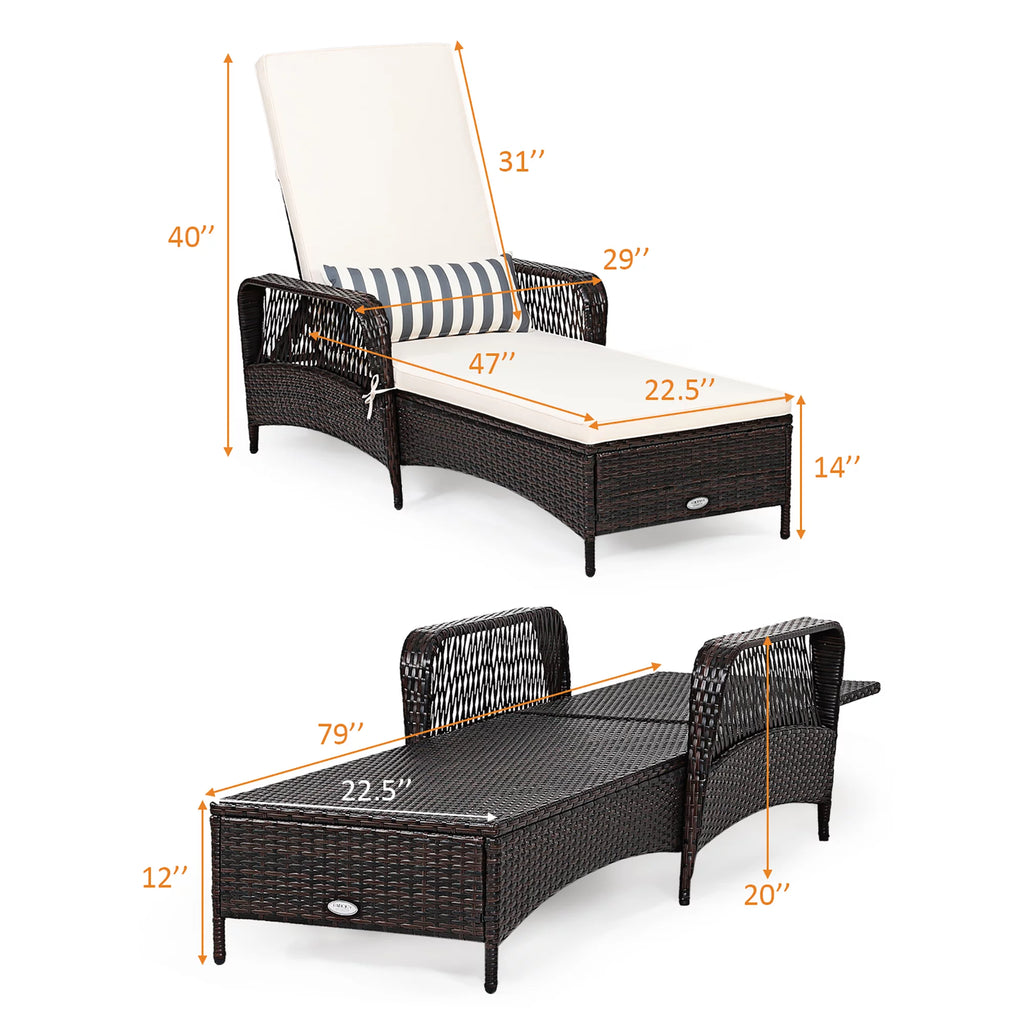 2PCS PE Rattan Chaise Lounge Chair Z7650