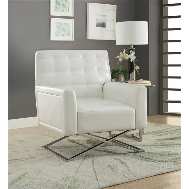 White PU Stainless Steel Accent Chair A815