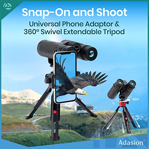 12x42 HD Waterproof Binoculars with Phone Adapter and Tripod B529