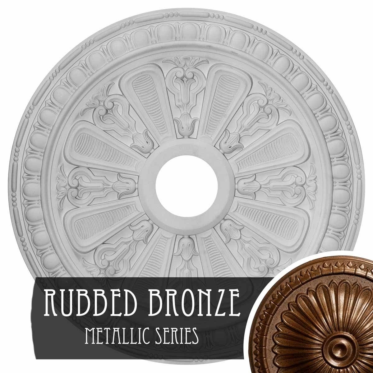 23 1/2x22OD x 3 7/8x22ID x 1x22P Hand-Painted Rubbed Bronze Ceiling Medallion N966