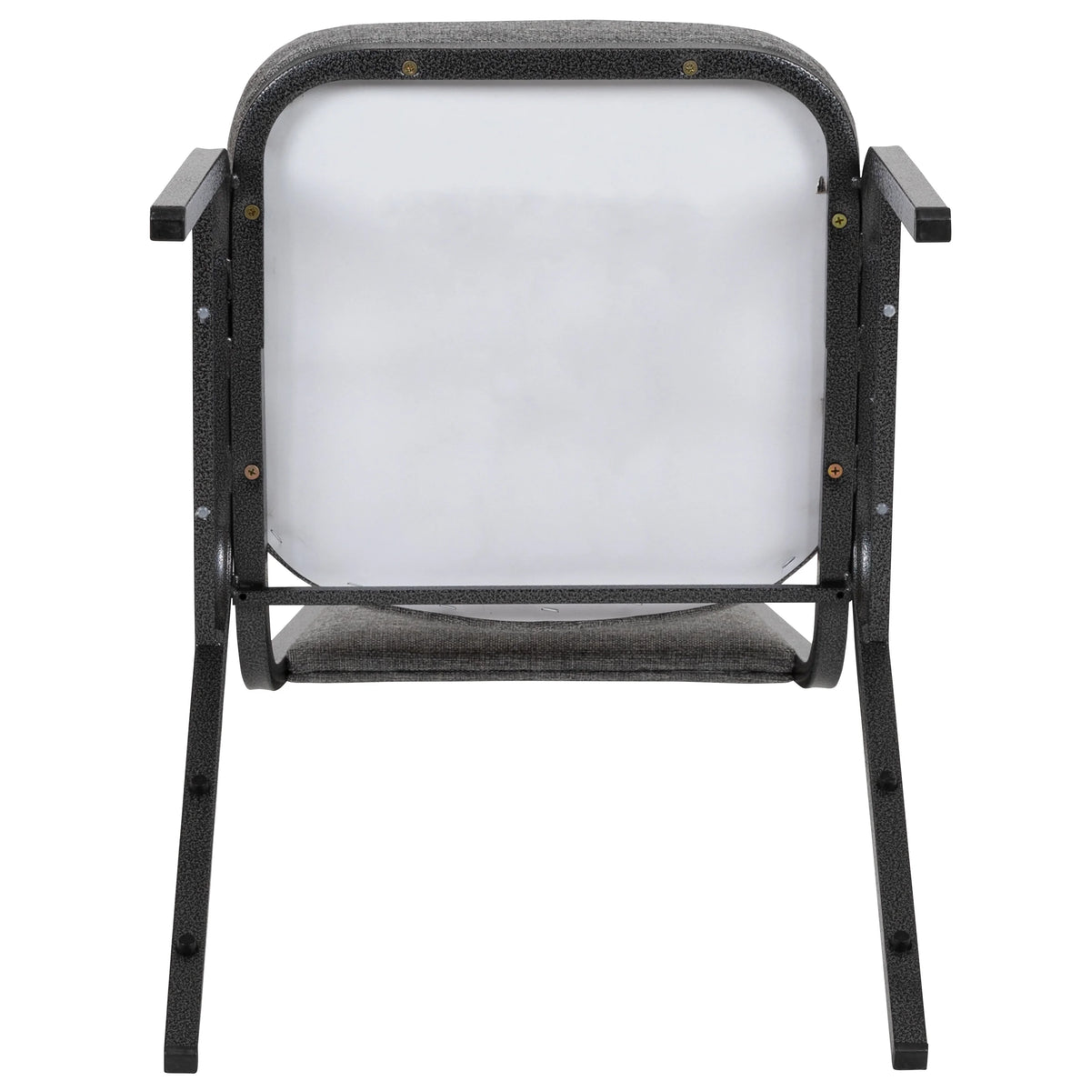 4 Pack Trapezoid Banquet Stack Chair, Gray Fabric/Silver Vein Frame F86191