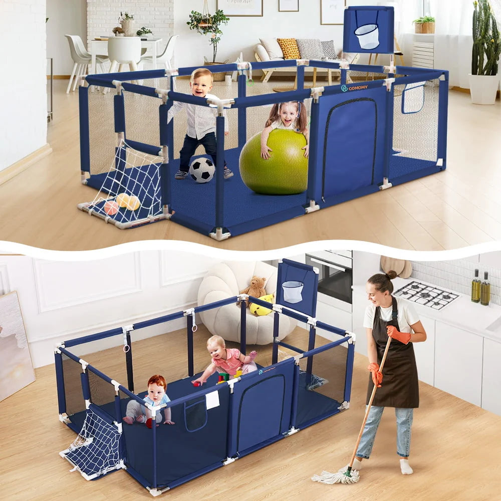 71x48inch Large Gray Baby Playpen R305631