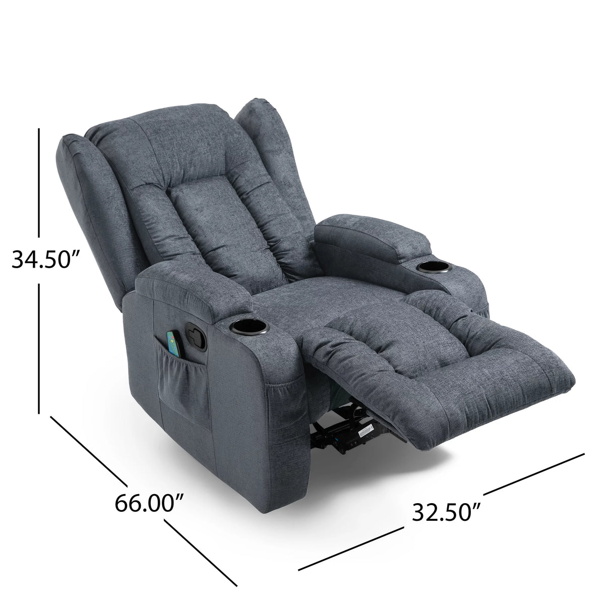 Charcoal Fabric Tufted Massage Recliner D605305