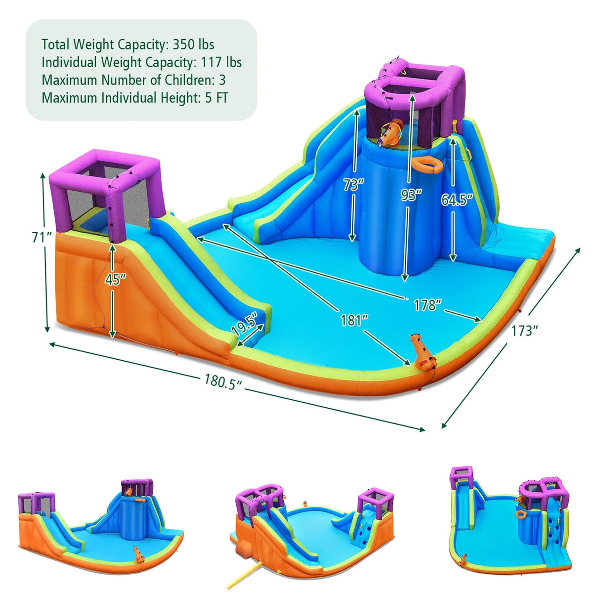 Inflatable Water Slide Bouncer with Climbing Wall M98304