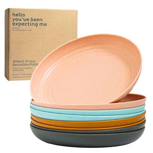 Deep Wheat Straw Dinner Plates Set of 8, Pastel 9" U7343