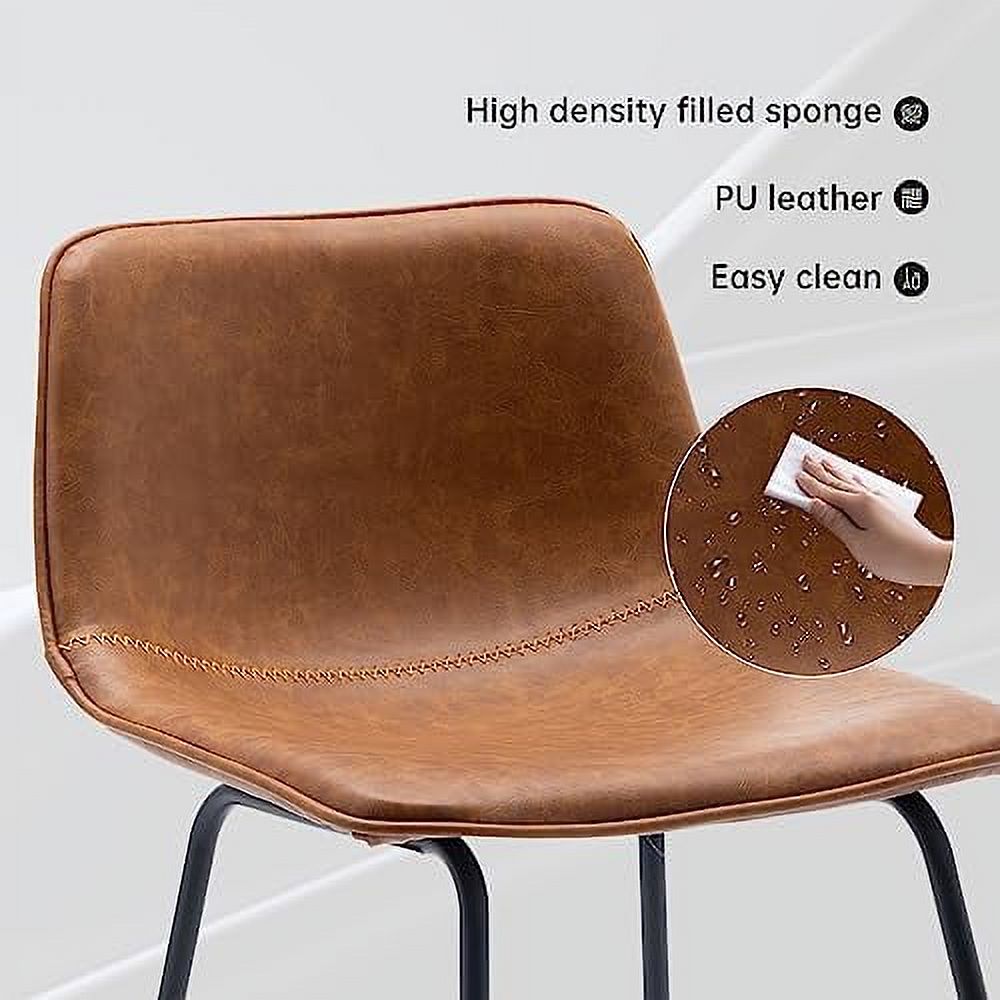Faux Leather Dining Chairs Set of 2 Barstools with Backs Y8002