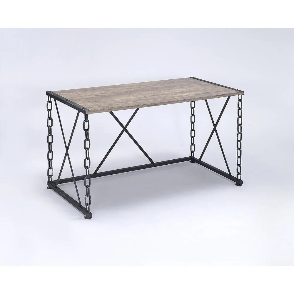 Rustic Oak and Antique Black Rectangular Desk C8725