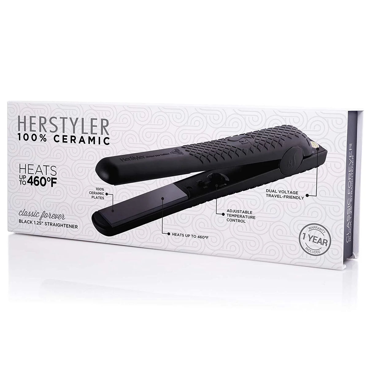 Black 1.25" Ceramic Ionic Flat Iron Hair Straightener Y196286