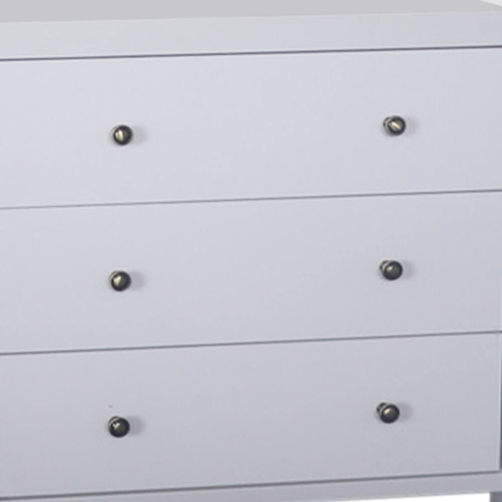 White 3 Drawer Chest with Metal Glides B9404