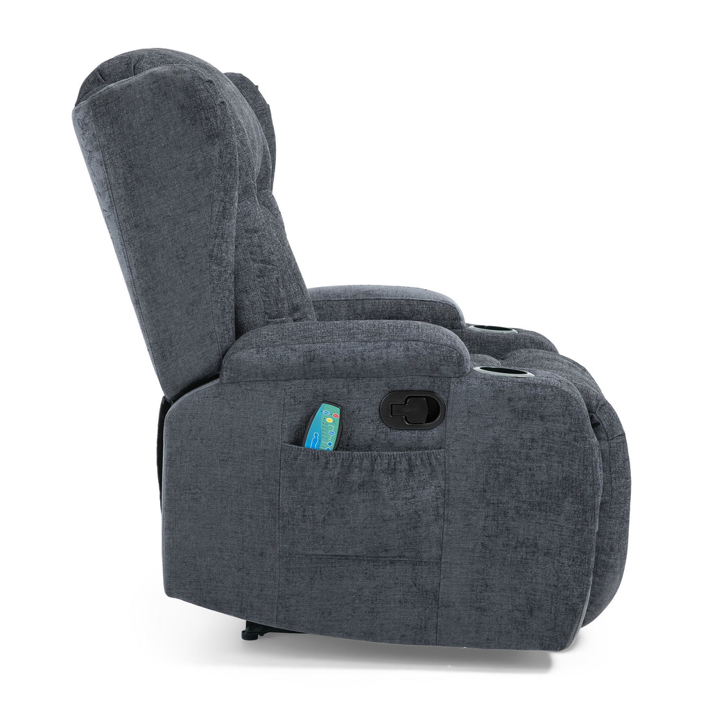 Charcoal Fabric Tufted Massage Recliner D605305