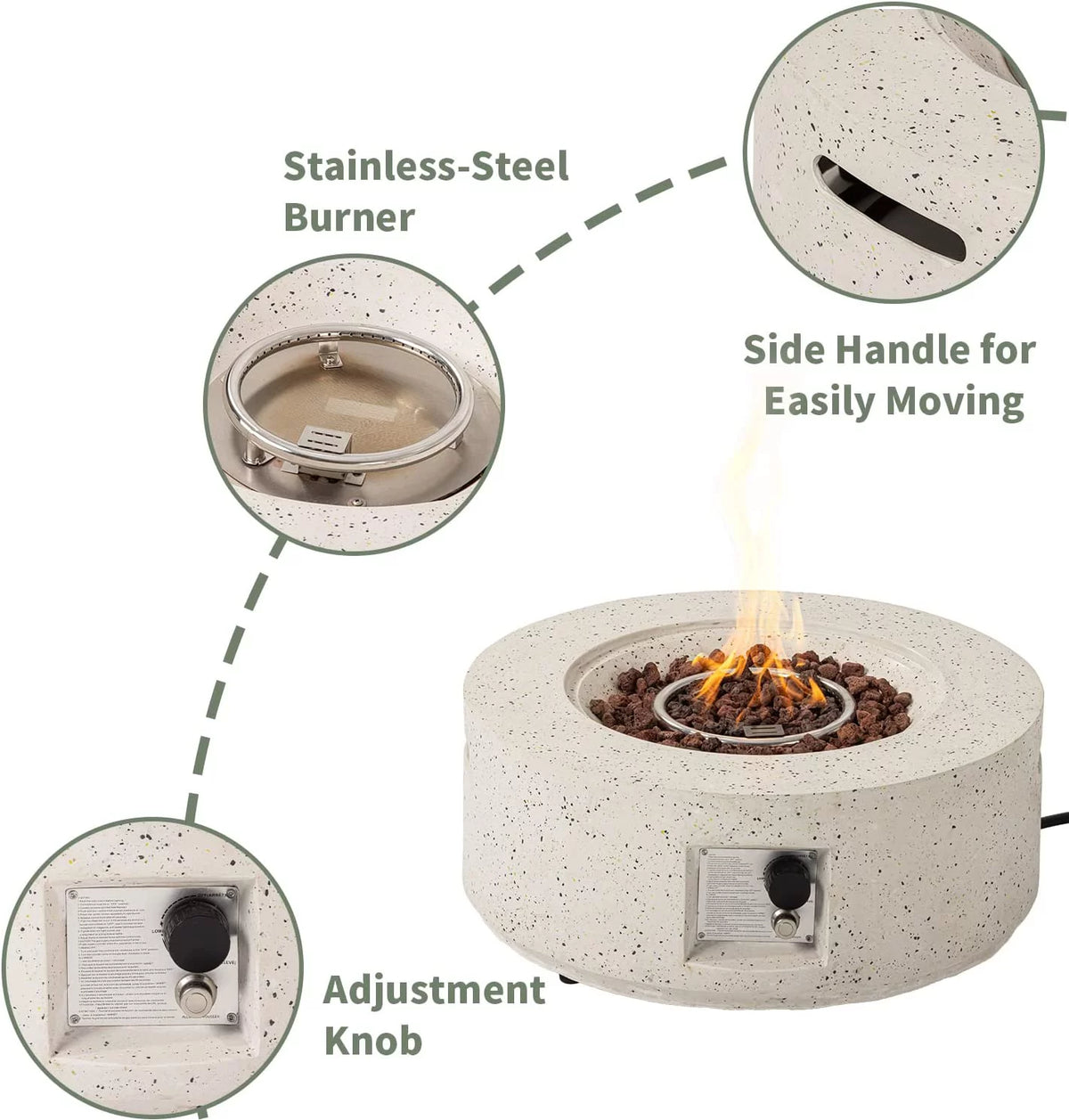 28-inch Round Propane Fire Pit Table B1971