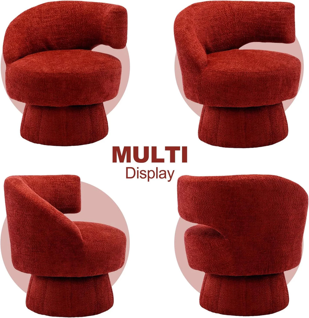 Round Swivel Fuzzy Teddy Barrel Accent Chair D88141