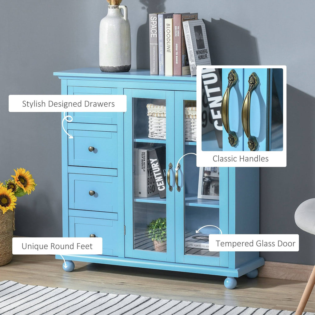 Storage Cabinet with 4 Drawers and Glass Door M729