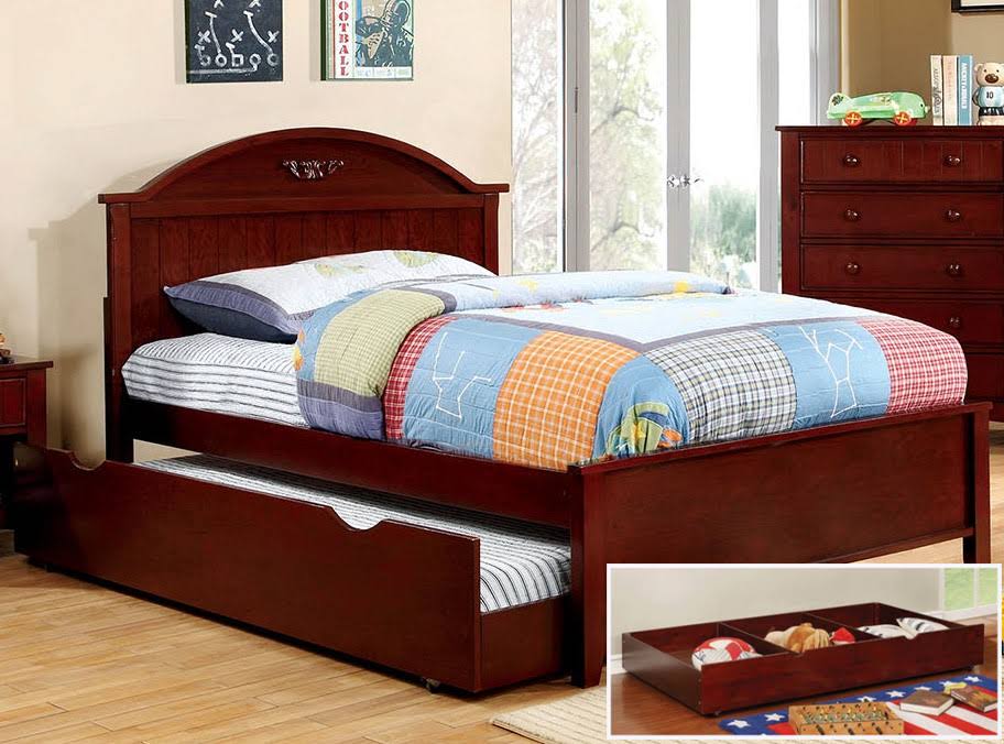 Cherry Wood Full Bed with Trundle R374786