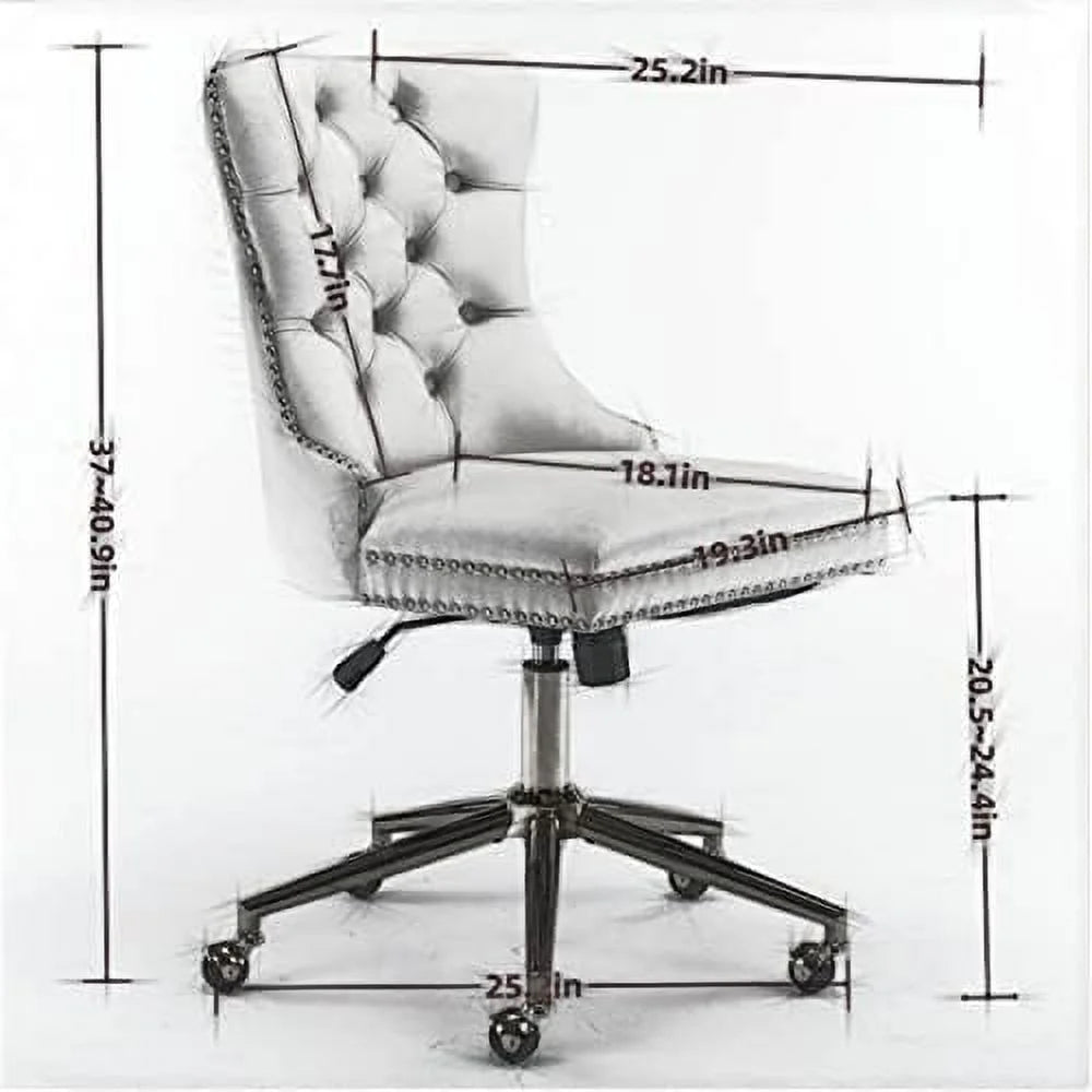 Black Tufted Artificial Rabbit Hair Office Chair with Golden Metal Base H499997