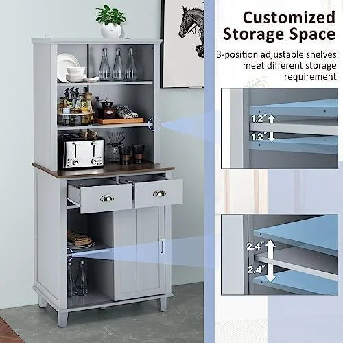 67" Freestanding Brown Cabinet with Drawers Shelves M280169