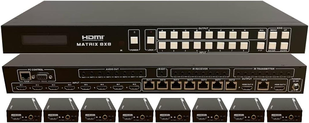 8x8 HDbaseT Matrix Switcher with 8 Receivers I82997