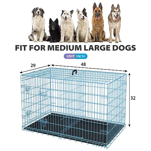 42 Inch Folding Metal Wire Dog Crate with Divider Panel, Removable Tray, Black L304613
