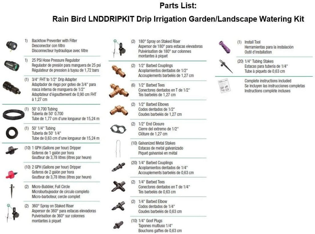 Drip Irrigation Watering Kit with Drippers, Micro-Bubblers and Micro-Sprays E865505