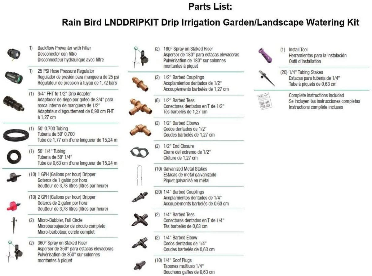 Drip Irrigation Watering Kit with Drippers, Micro-Bubblers and Micro-Sprays E865505