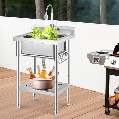 Stainless Steel Utility Sink with Faucet H1413
