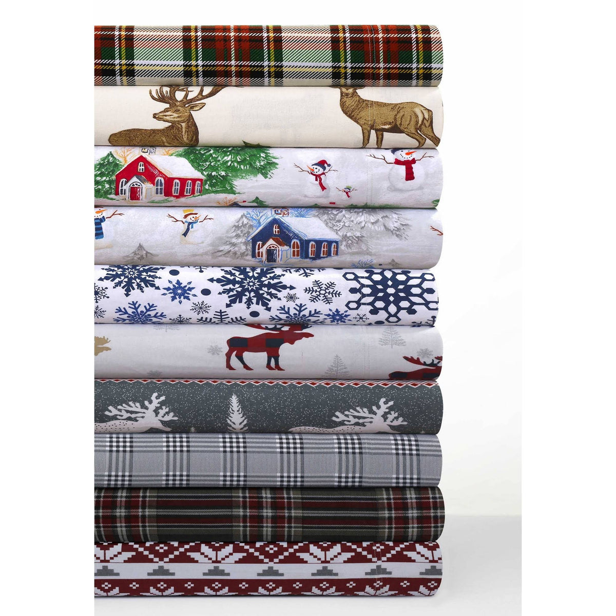Flannel Extra Deep Pocket Sheet Set Twin XL Navy Red T3615