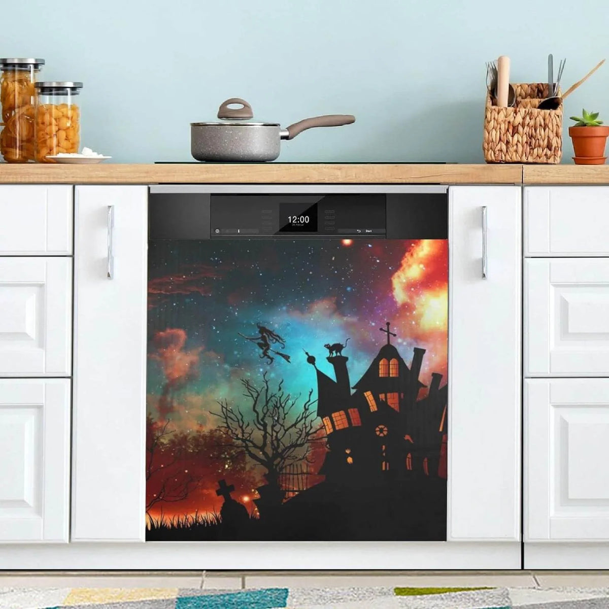 Halloween Witch Castle Dishwasher Magnet Cover, 23"x 26" I81292