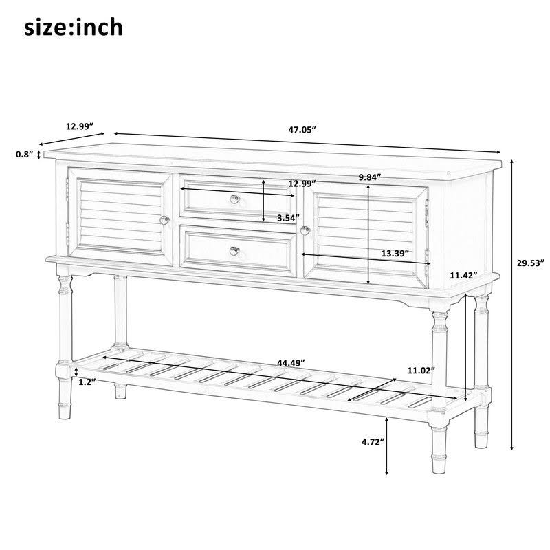 Modern Console Table with 2 Drawers, 2 Cabinets and 1 Shelf - Red H74906