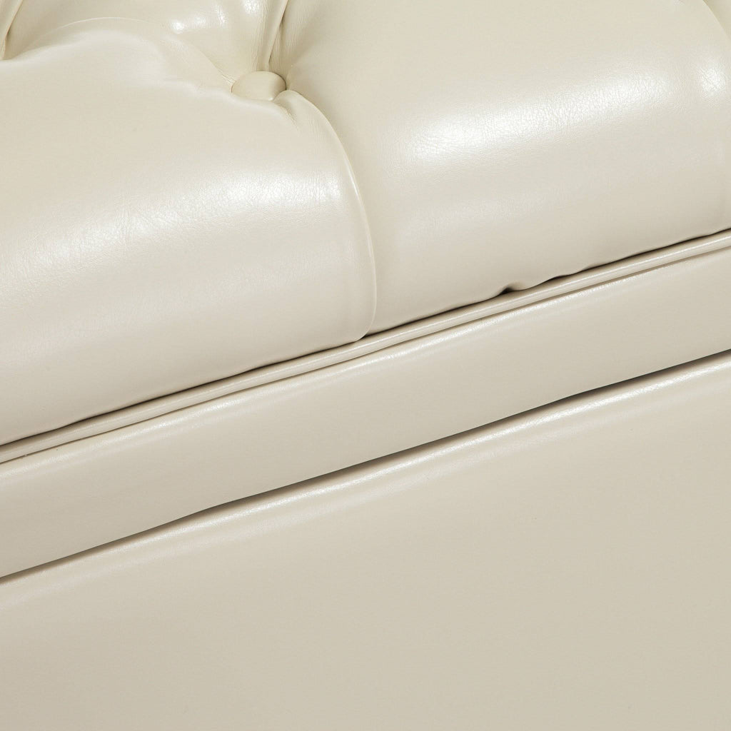 Ivory Leather Storage Ottoman Y3065