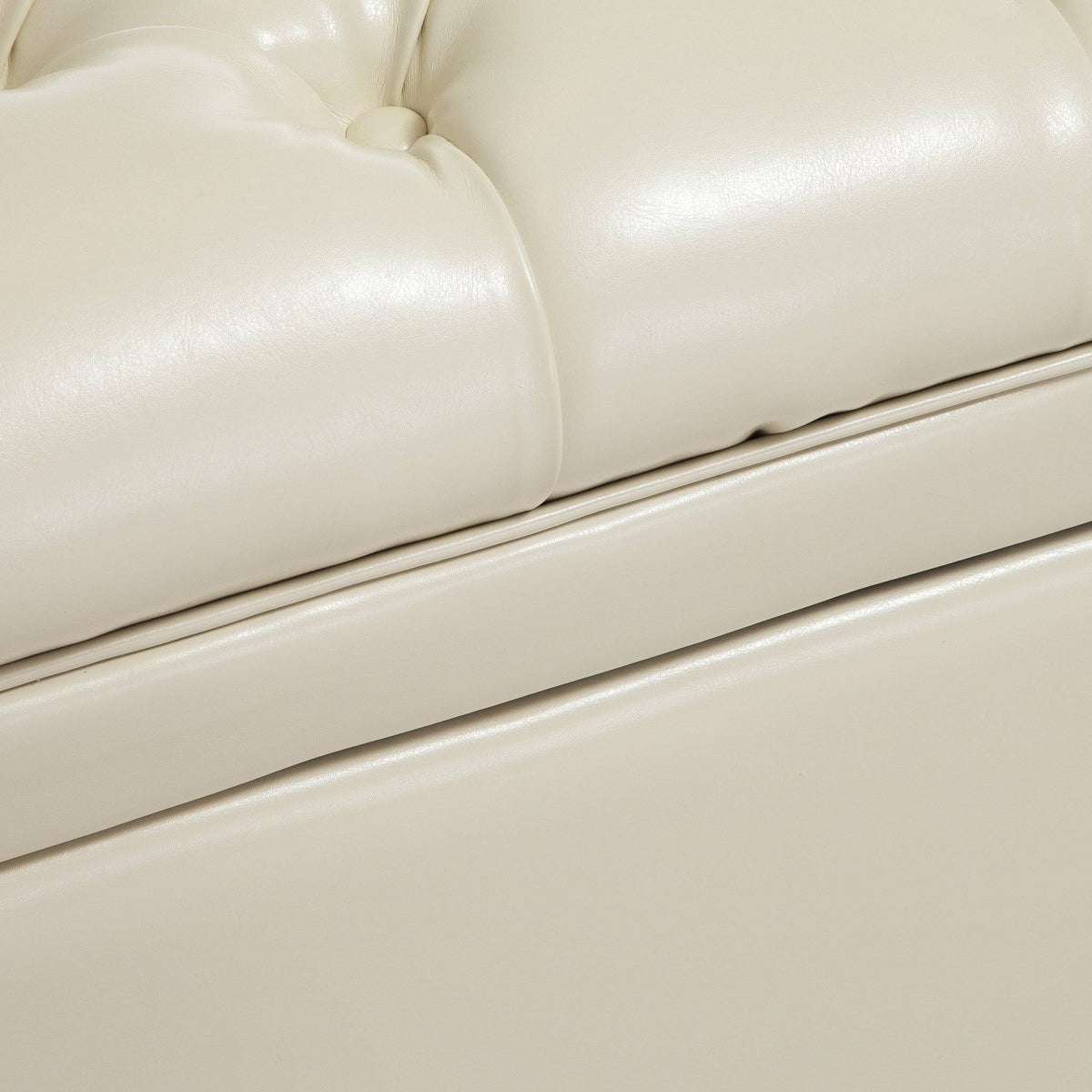 Ivory Leather Storage Ottoman Y3065