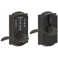 Aged Bronze Touch Entry Door Lever Set with Accent I109