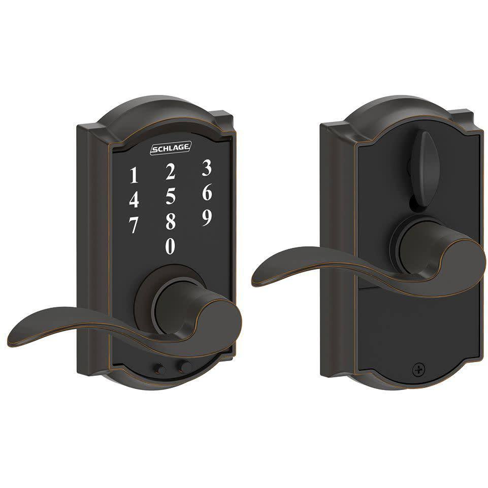 Aged Bronze Touch Entry Door Lever Set with Accent I109